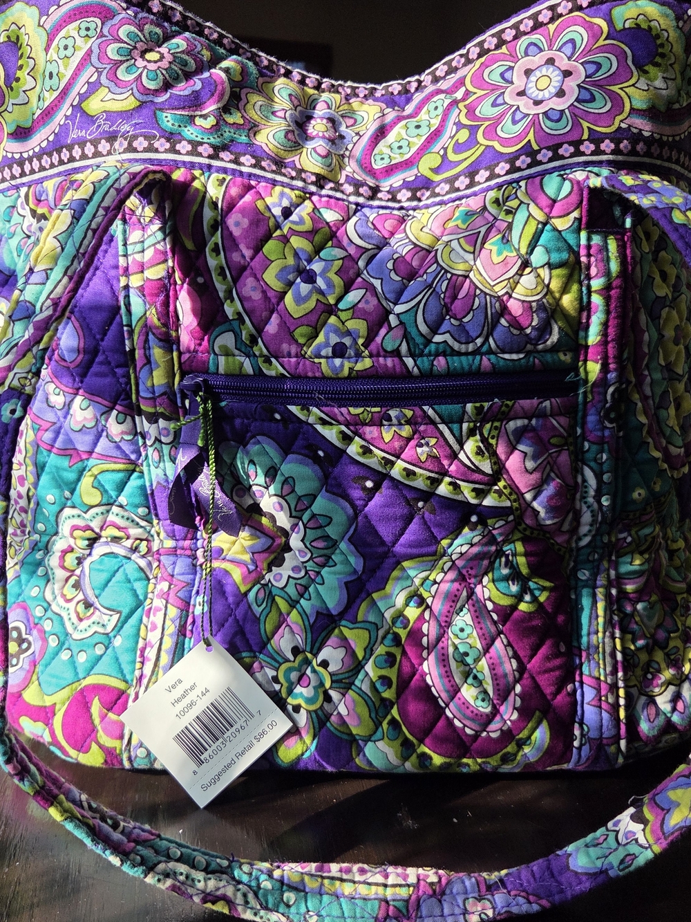 Vera Bradley Purple Paisley Quilted Shoulder Bag